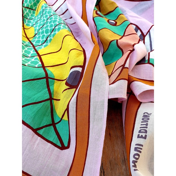 Inoui Editions medvilnės skara CERFS VOLANTS PINK